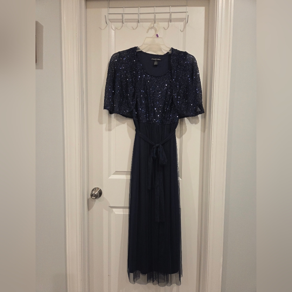 Navy Sequin Gown